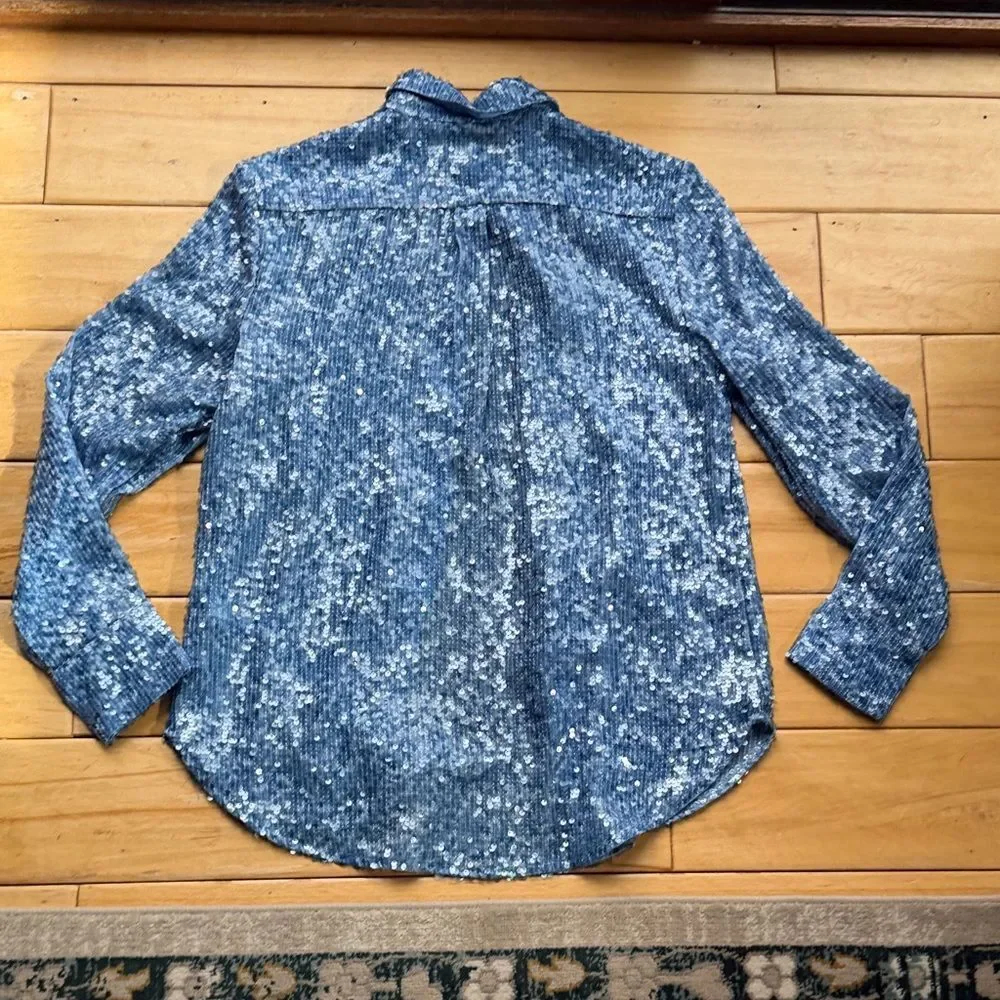 J. Crew Blue Sequin Shirt Jacket